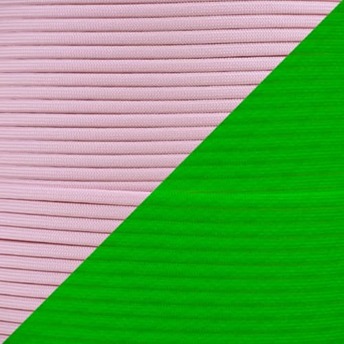 Paracord Planet Para Glow Type III 400 - Cuerda de paracaídas que brilla en la oscuridad, blanco, amarillo, rosa, verde y azul (rosa, 25 pies)