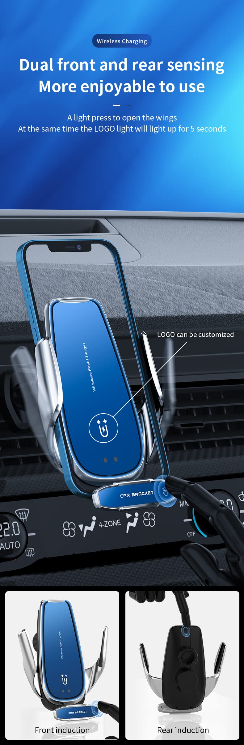 15W Qi Caricatore Wireless Auto Supporto Telefono per Jeep Renegade 2016-2021, Caricabatteria da Auto Wireless Ricarica Veloce con Auto-Bloccaggio Supporto Cellulare per iPhone Samsung Ecc