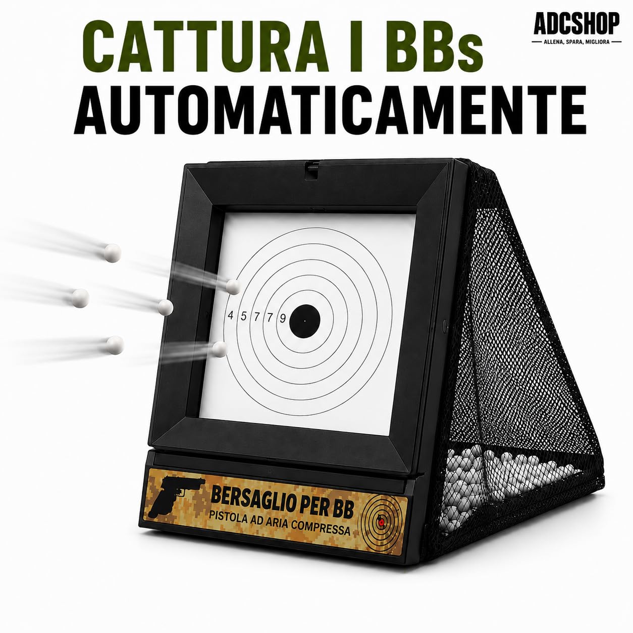 Airsoft Set di bersagli con rete cattura balines - 2 modalità - Include 100 bersagli extra 17x17 cm