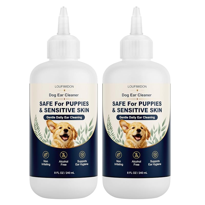 Limpador de Ouvidos para Cães LOUFIMIDON com Fórmula Suave 2 Frascos de 230 mL