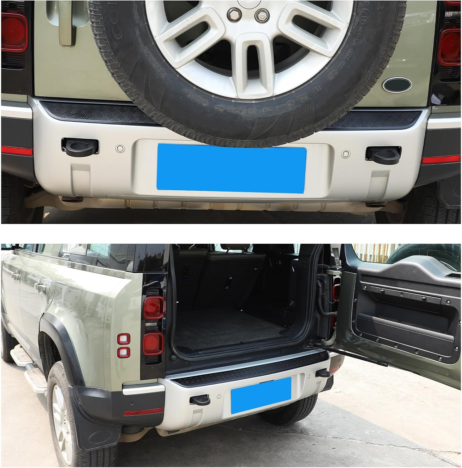 PIUGILH Rear Bumper Protector Guard Trim Cover Compatible with 2020 2021 2022 2023 Land Rover Defender, Scratch Resistant Trunk Door Entry Guards, 1Pcs (Bright Black)