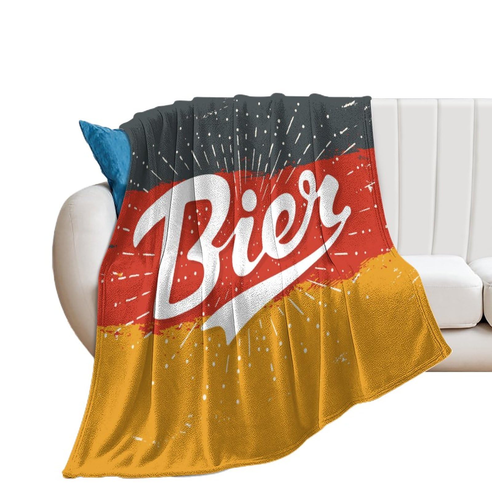NIBABA German Flag Beer Blanket Fuzzy Throws, Soft Blankets for Men Women Boys Girls, Cozy Plush Comfy Microfiber Throw Blanket for Couch Sofa Bed 40x50inches (100x125cm)