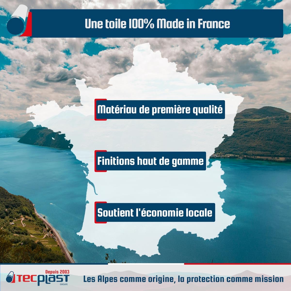 TECPLAST Toile Pergola Ivoire 3x4 m XP640PR - Garantie 10 Ans - Bâche Pergola ou Tonnelle étanche en PVC - Made in France