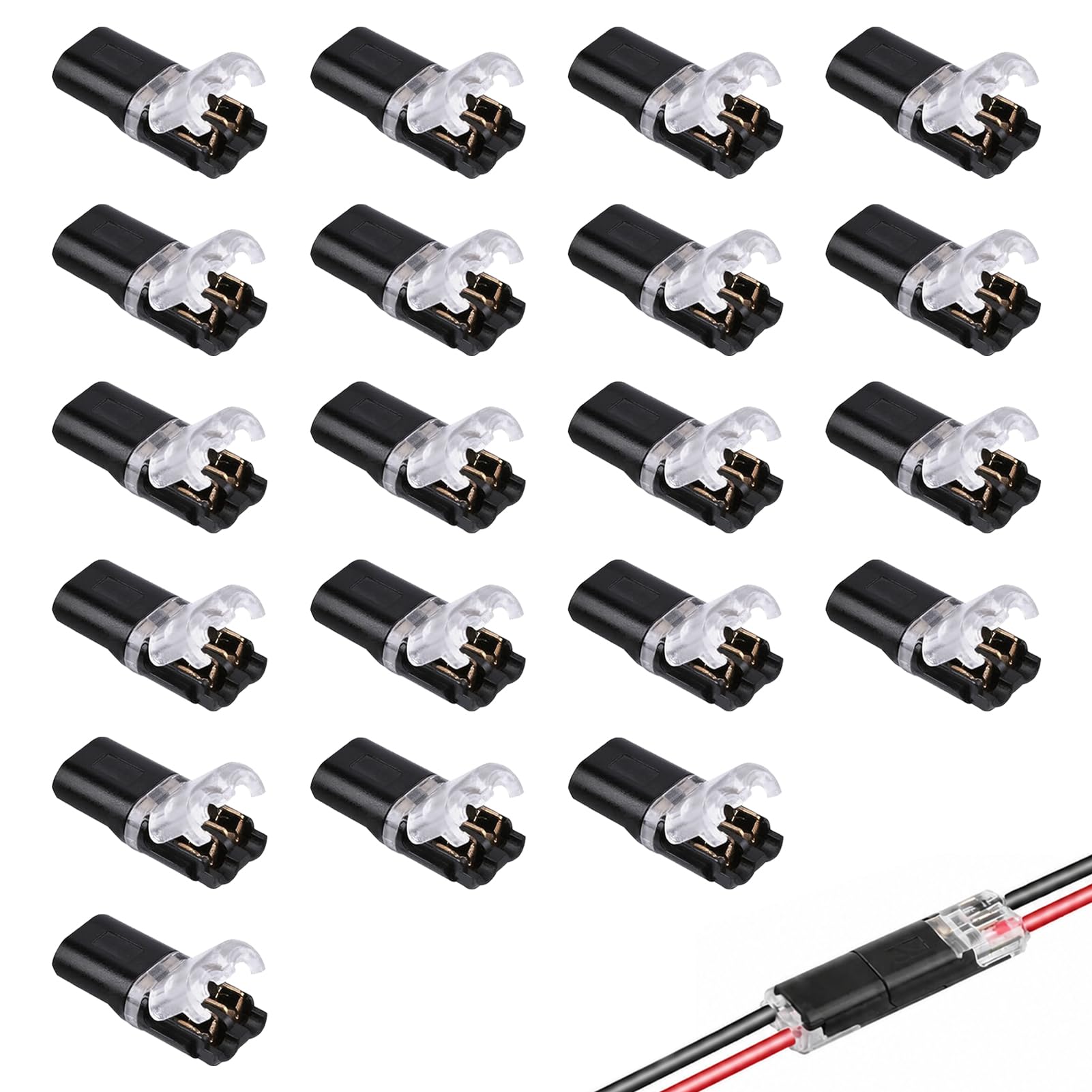 20 Stück 2 Polig Steckverbinder, Auto Stecker 2 Polig Wasserdicht 18–22 AWG Kabel Wiederverwendbare Kabelverbinder Messingkontakt Elektrische Steckverbindung LED Lautsprecher Elektronik Installation