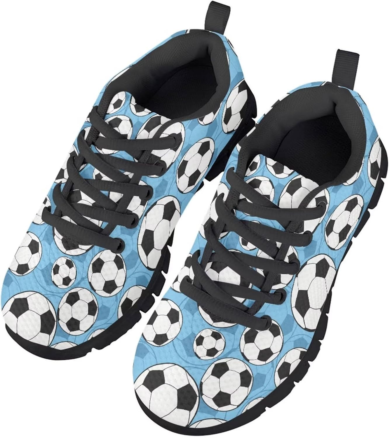 Suobstales Soccer Ball Pattern Kids Sneakers for Boys Girls Lightweight Running Shoes Breathable Walking Shoe Sport Tennis Athletic Lace-up Footwear,Size 13