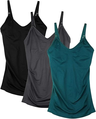 DAISITY Womens Maternity Nursing Tank Cami for Breastfeeding with Adjustable Straps