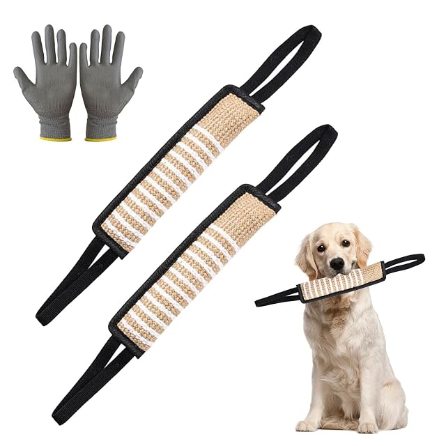 HOMURY Juego de 2 tapones de mordida para perros, yute, extra resistentes, para entrenamiento K9