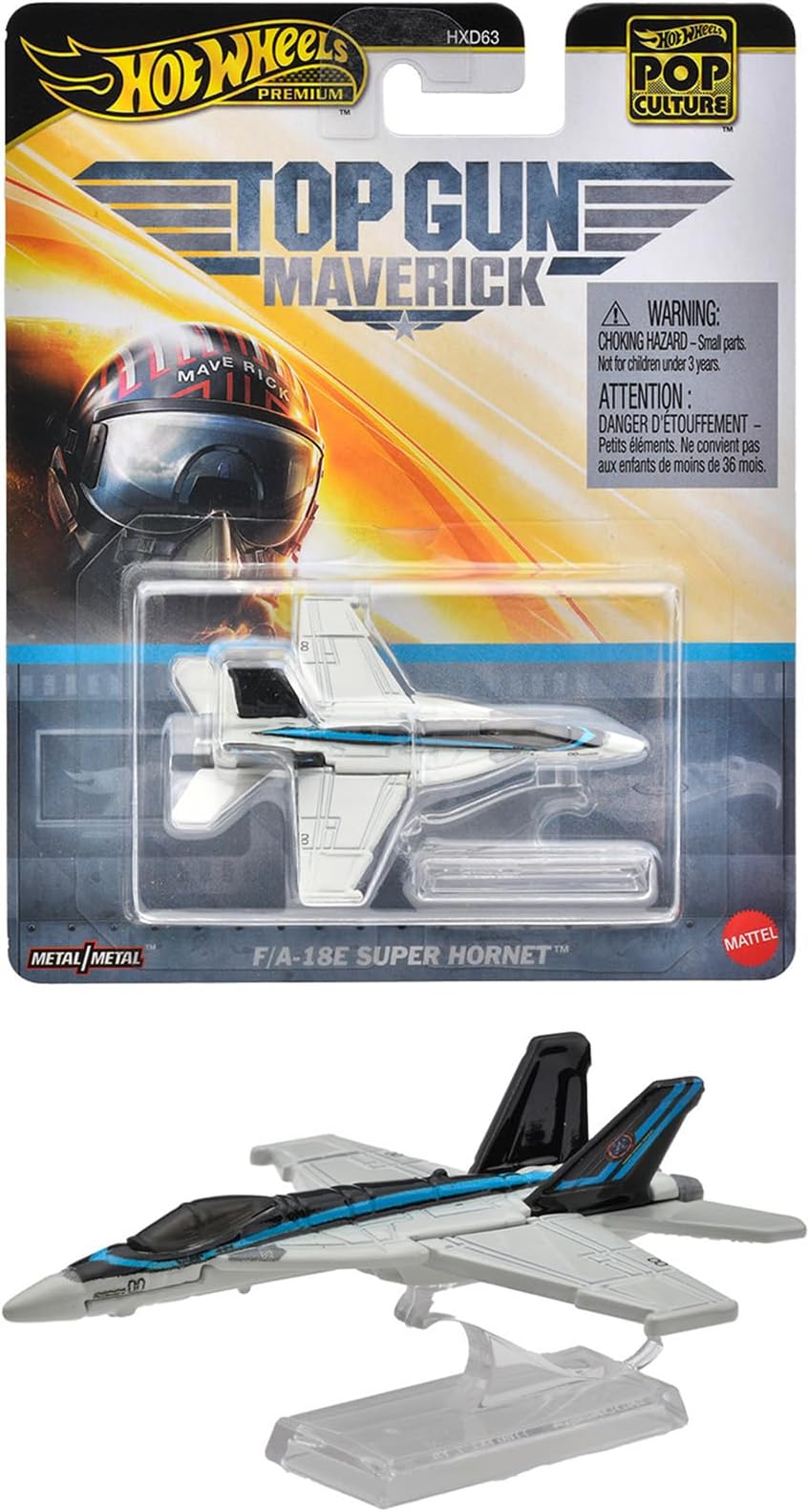 Hot Wheels (ホットウィール) Pop Culture - F/A-18E Super Hornet Toy Vehicle Mini Car Airplane, Ages 3 and Up, Gray HVJ37
