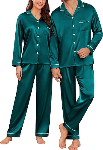 YOZLY Couples Matching Pajamas Set Christmas Family Matching Pajamas Festival Party Pjs Set Button Down Sleepwear S-XXL