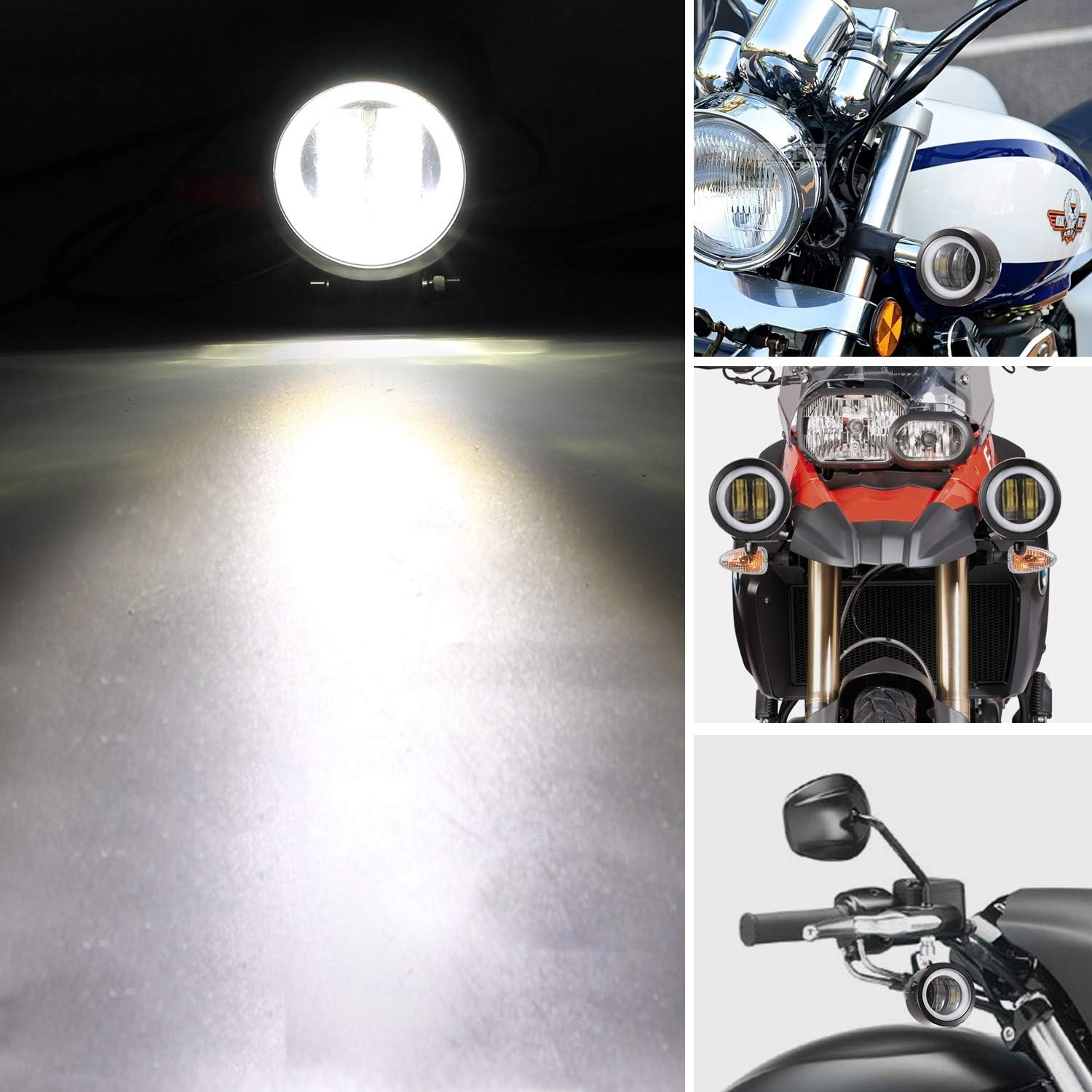 Kairiyard 3inch LED Motorcycle Driving Lights 60W 6000K Auxiliary Spotlights with DRL/Angel Eye Off Road Light Pod 6000lm LED Fog Work Light for Motorcycle Truck SUV UTV ATV Tractor, 2Pcs