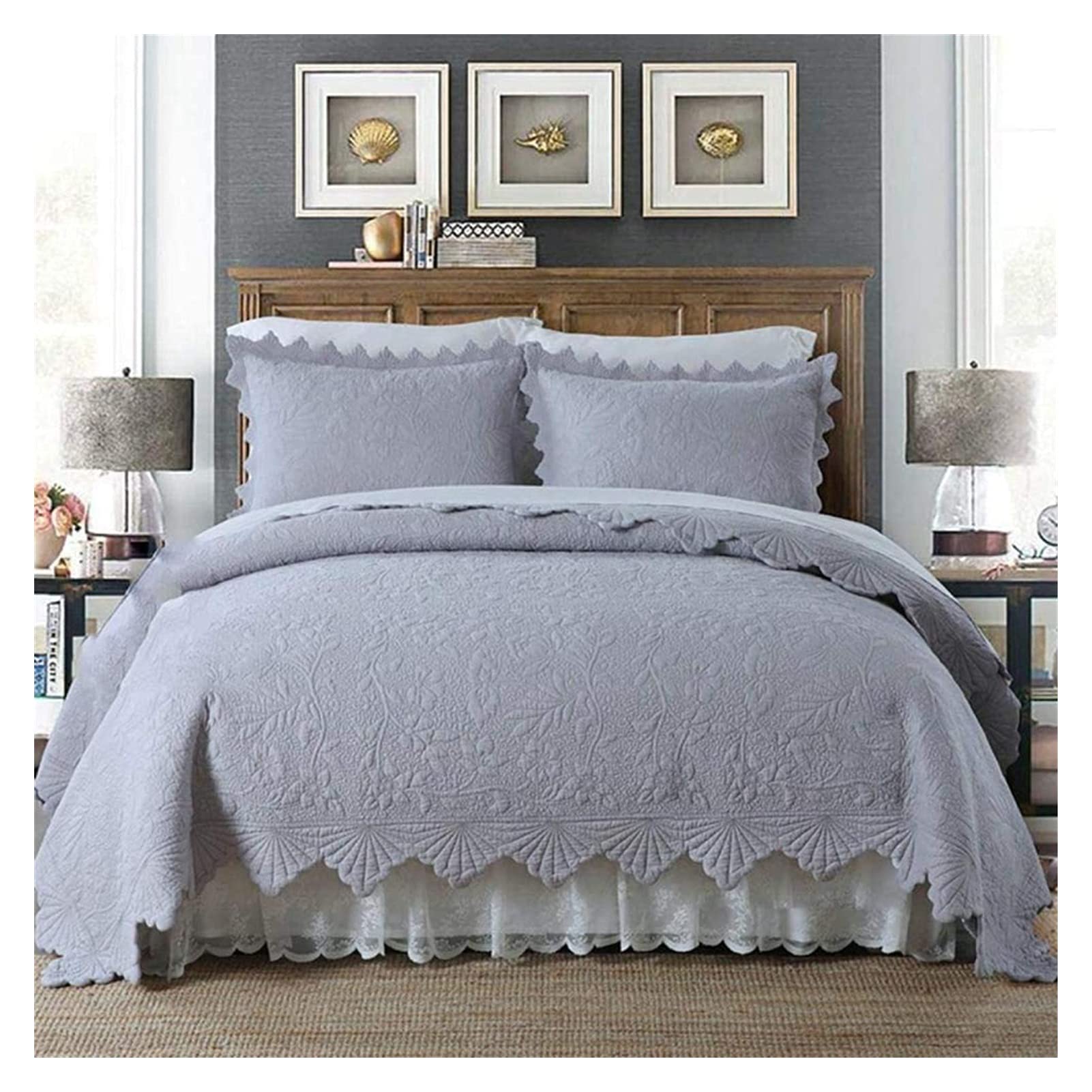 Couette lit double haut de gamme avec sa parure de lit matelassée en microfibre