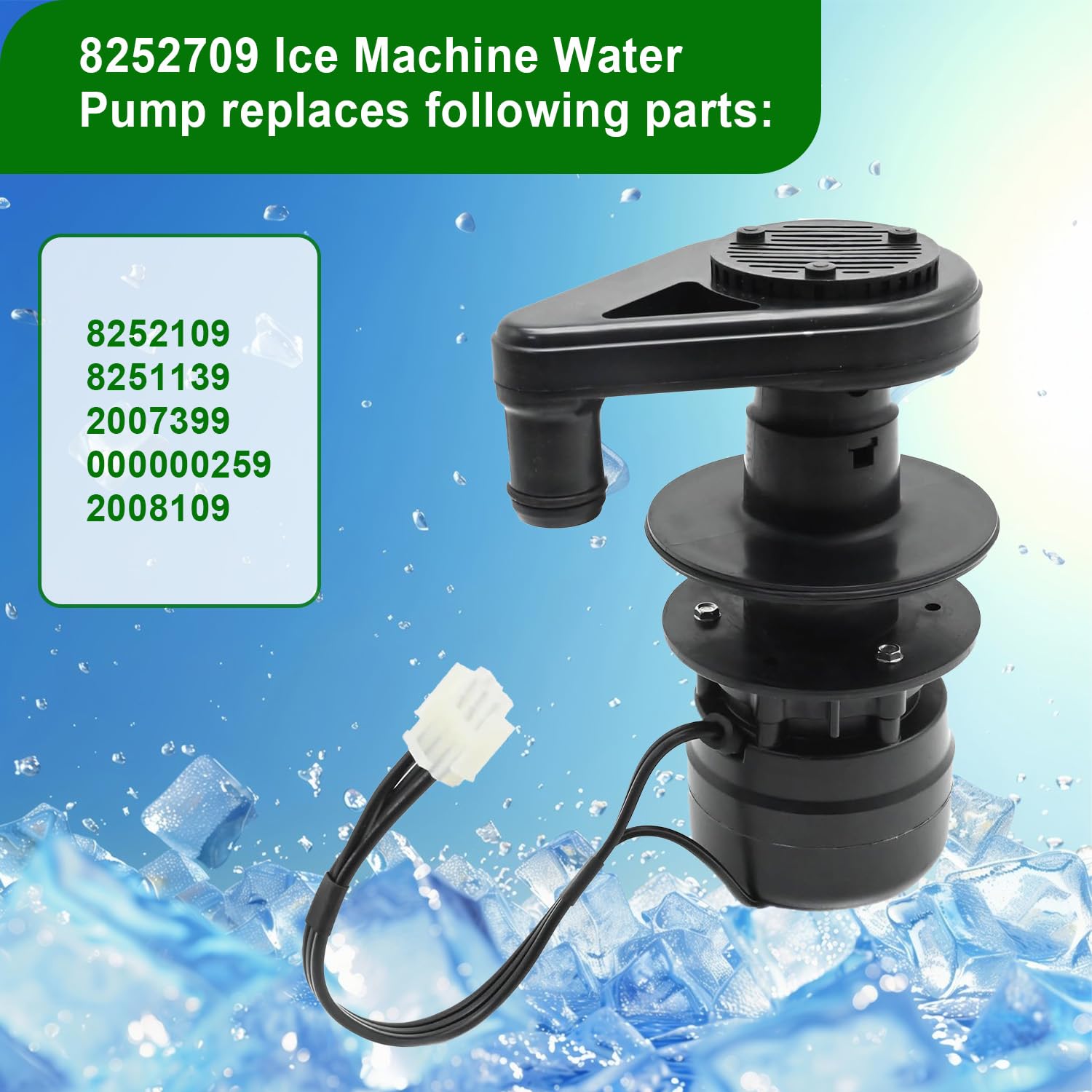 New 8252709 Ice Machine Water Pump 115 Volt Compatible with Manitowoc by Morril Motors Replaces 8252109 8251139 2007399 000000259 2008109