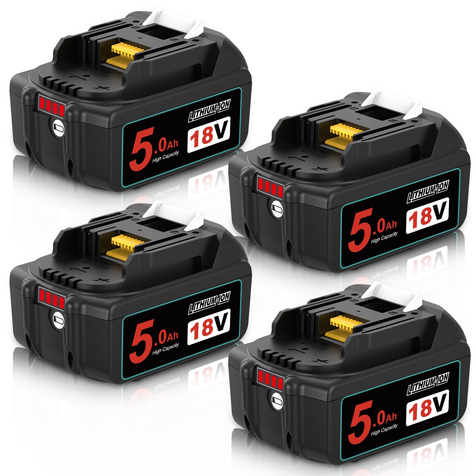 Repuesto para Makita Batería 18V Compatible para Makita Batería BL1860B BL1860 BL1850B BL1850 BL1840B BL1840 BL1830B BL1820 BL1815 BL1825 BL1835 BL1845 194205-3 194309-1 LXT-400 (Negro)