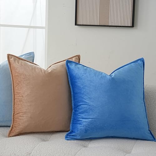 Miniatura 4 de JIAHANNHA Juego de 2 fundas de almohada de terciopelo azul rey de 12 x 20 pulgadas, fundas de cojín cuadradas decorativas suaves para sofá, cama,