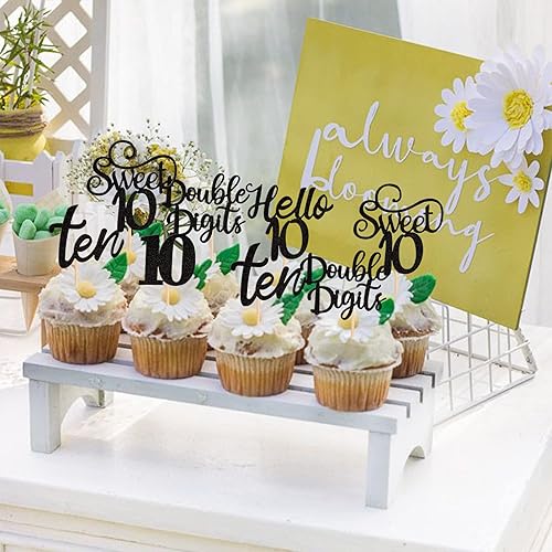 Miniatura 49 de 24 piezas de decoraciones oficiales para cupcakes de cumpleaños número 13 Hello 13 Thirteen Cupcake Picks 13th Birthday Cake Decor Supplies Black