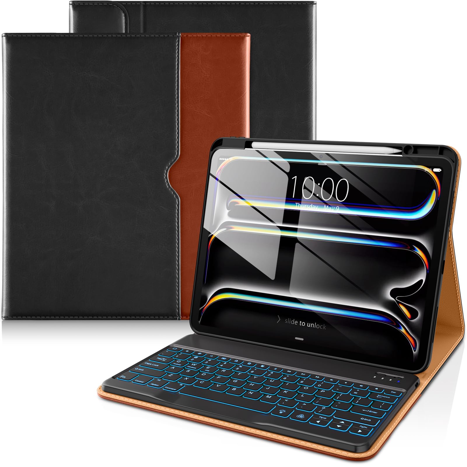 DTTO Keyboard Case for iPad Pro 13 Inch (M5) 2025 / (M4) 2024, Black Brown