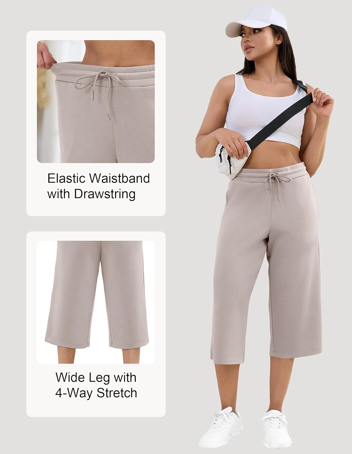 SPECIALMAGIC Women's Capri Pants for Women 20" Scuba Capri Sweatpants High Waisted Straight Leg Lounge Pants Soft Comfy Fit