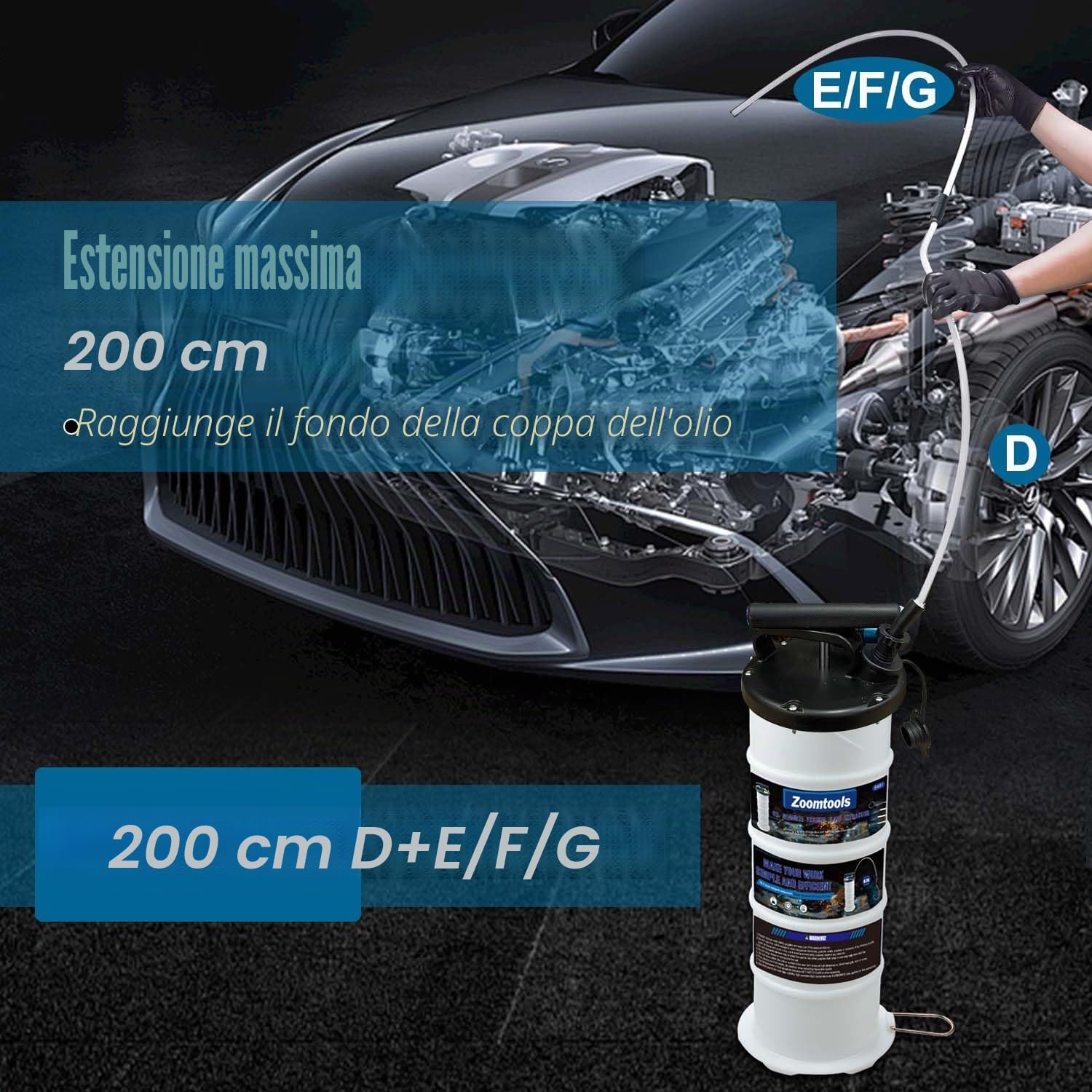 6,5 L Pompa di estrazione pneumatica/manuale per fluidi Estrattore sottovuoto per cambio olio e cambio fluido Strumento (Pneumatica & Manuale)