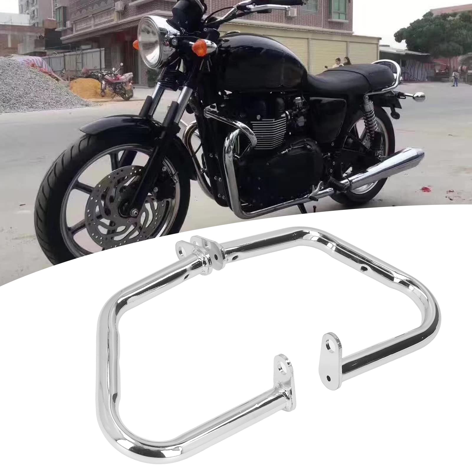 Drążek do zderzenia silnika motocyklowego, 2 szt. Osłona silnika motocyklowego, lewa prawa, Stalowa listwa zderzeniowa, Zamiennik części motocyklowych do Bonneville Thruxton (platerowanie)