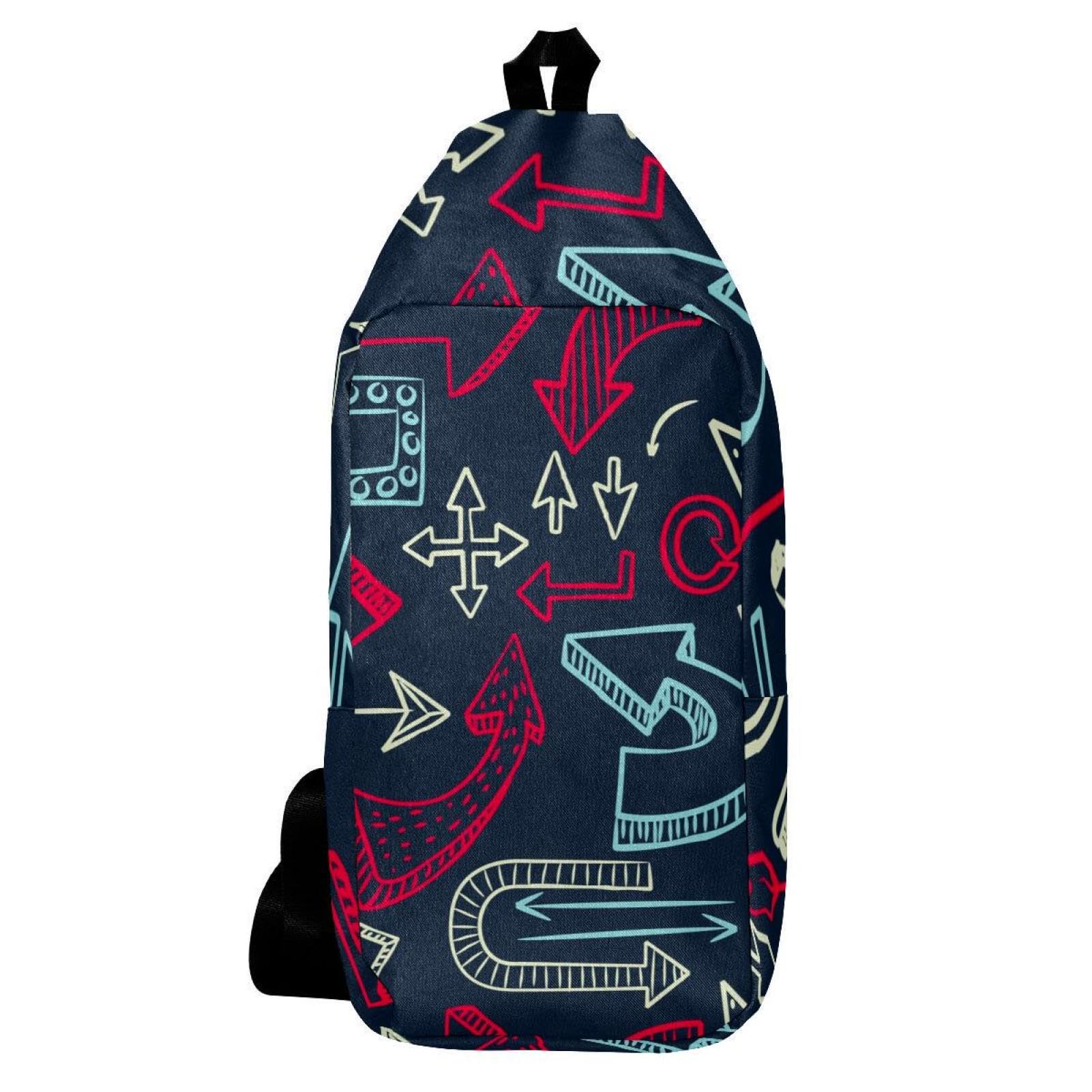 Sac à dos à bandoulière graphique multicolore au design abstrait soigné