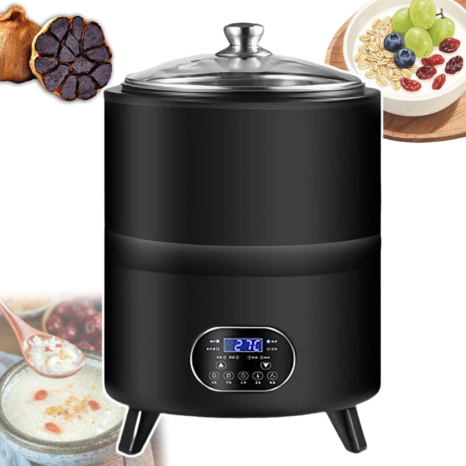 Yogurtera Profesional 8L/12L con Ajuste de 25–80°C Black-8L
