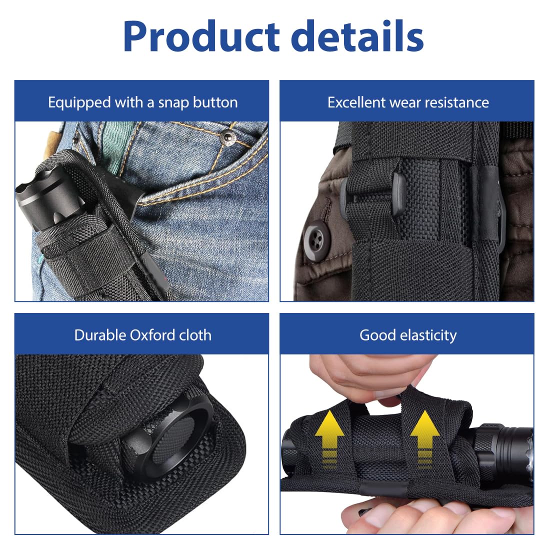 2 Pezzi Porta torcia cinturone, Porta guanti cinturone, Supporto per Torcia Tattica a 360 Gradi, Kit multiutensile, Escursionismo e trekking all'aria aperta, Facile da usare