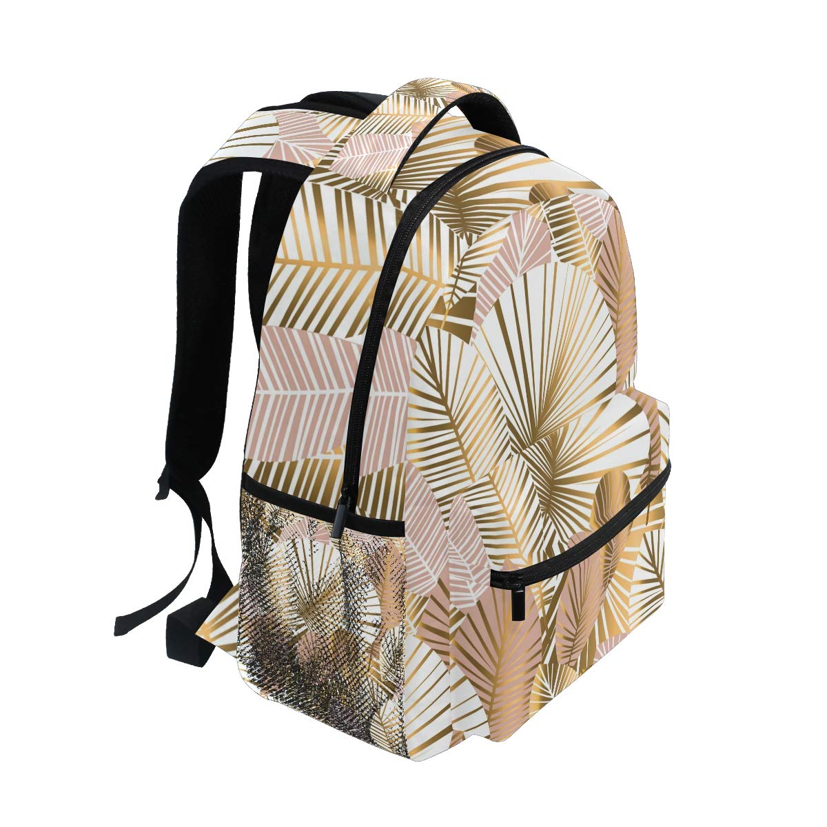 Mnsruu Sac à Dos d'école de congé Tropical doré pour garçon, Fille, Sac de Voyage, Sac de Voyage, Cartable, Taille unique