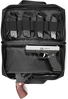 WCALULEG Tactical Pistol Gun Case,Padded Handgun Firearm Case Double Shooting Gun Range Duffle Bag for Outdoor Hunting Shooting Range Bag (Gun bag (Black))