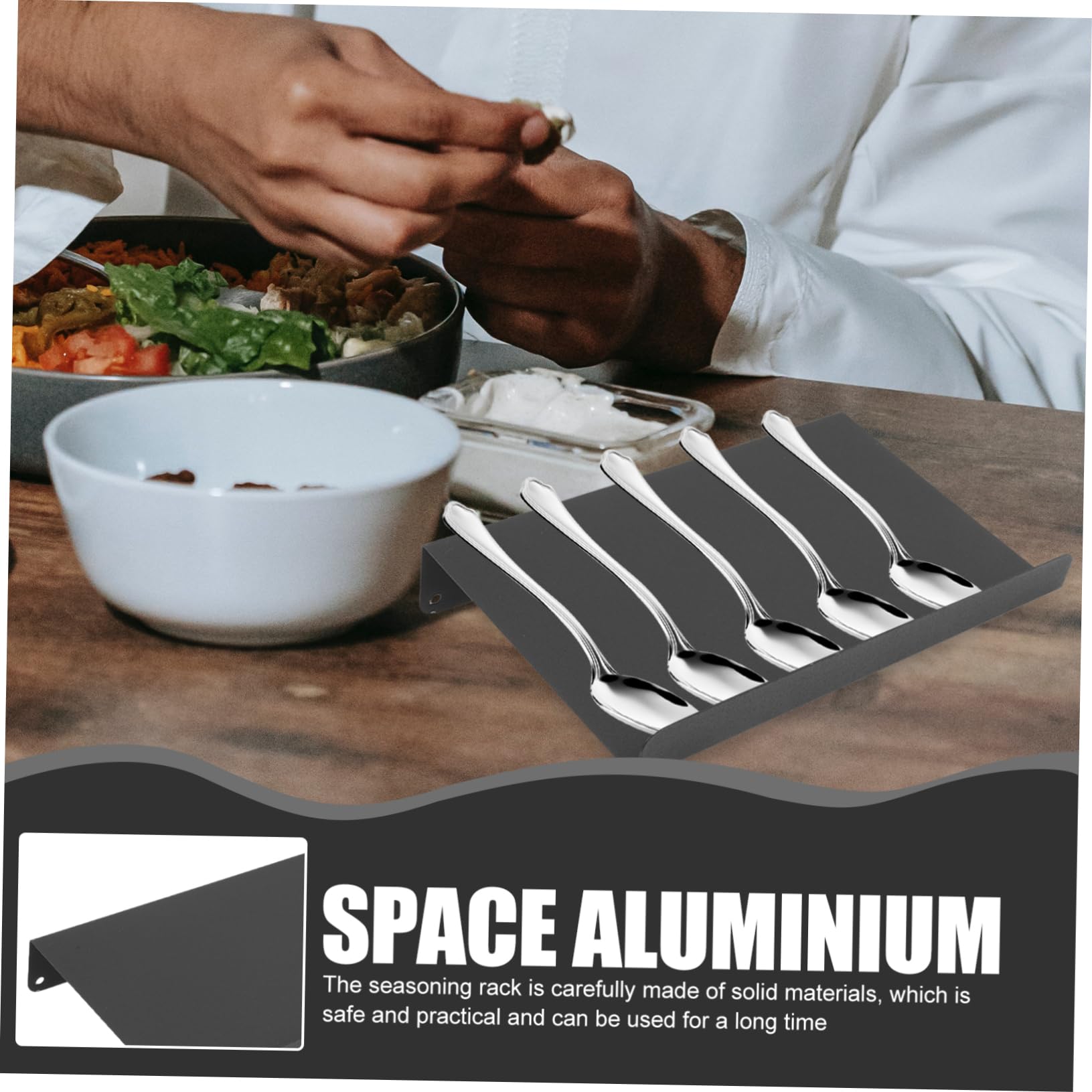 Organizador de Especias de Cajón, Estante de Cocina Móvil, Aluminio Negro