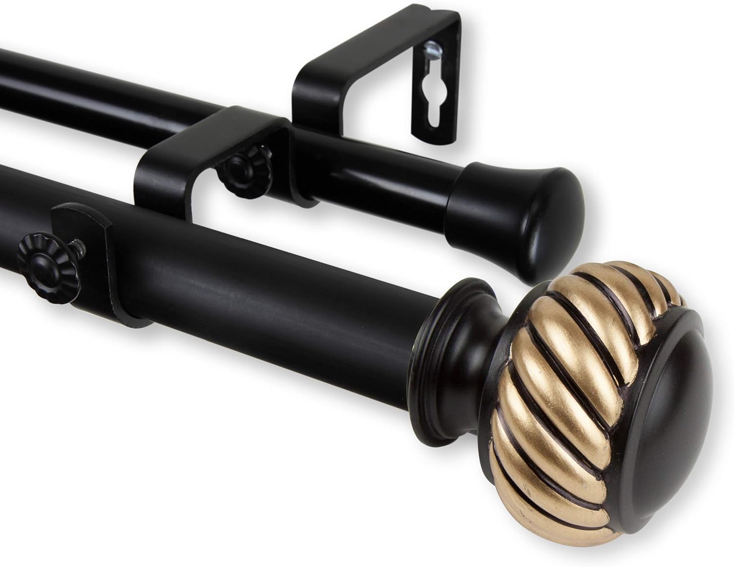 Rod Desyne 100-46-1605-D 1" Baldir Double Curtain Rod, 160-240", Satin Nickel