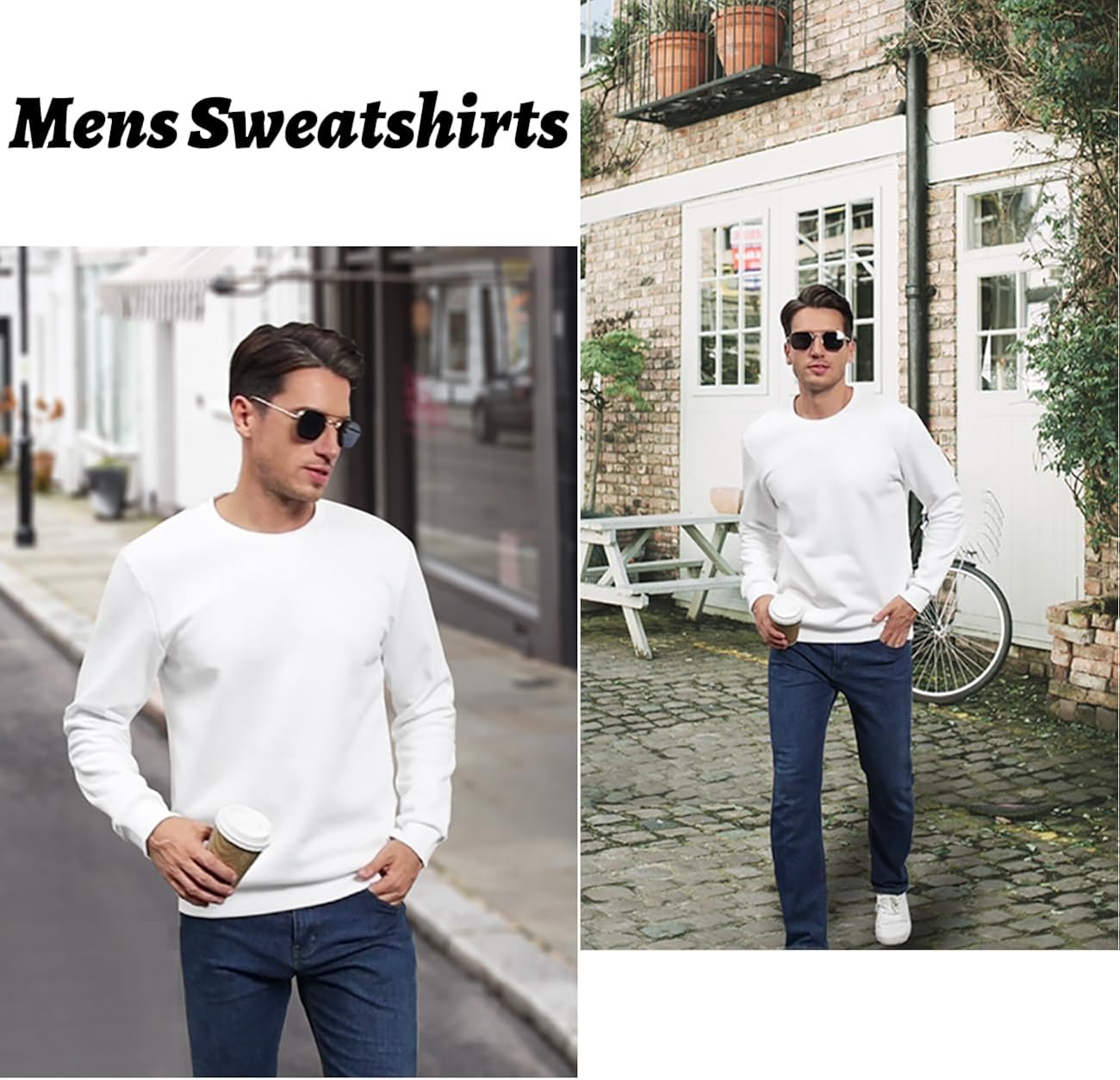 Miniatura 2 de MAGCOMSEN Sudadera de cuello redondo para hombre, de manga larga, informal, cálido, forro polar