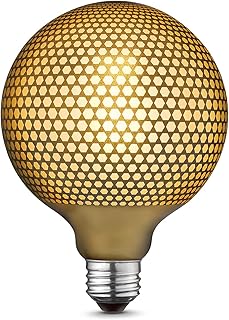 Globe Electric 35042 Moderna Luxury Oversized Frosted LED Filament Light Bulb, 4 Watts (40 Watt Equivalent), Copper Hexagon Design, G40 Shape, E26 Base, 2400 Kelvin, 160 Lumens, 15 000 Hour Lifespan