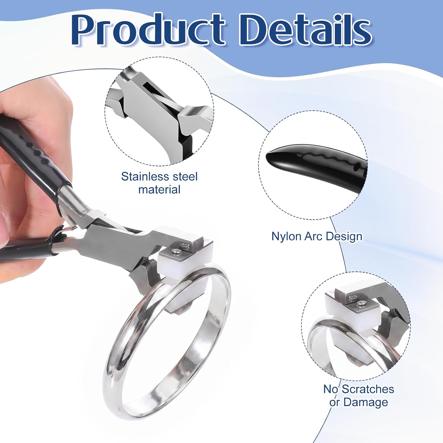 Jewelry Pliers Non Marring Ring Bender Pliers With Curved Nylon Jaw 5.55" for Ring Bracelet Beading Jewelry Repair Shaping