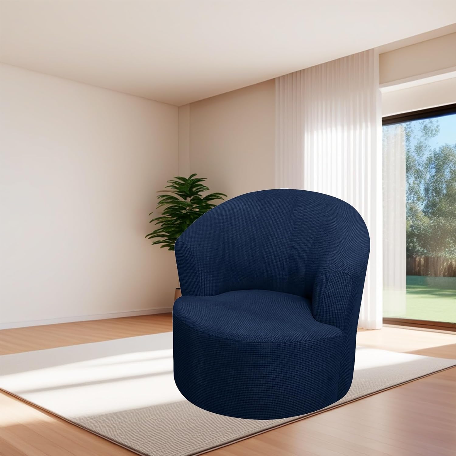 High Stretch Swivel Barrel Chair Cover Round Club Chair Slipcover, Elastic Accent Armchair Protector, Washable Jacquard Modern Lounge Tub Sofa Covers Furniture Decoration(Blue B,2PCS)