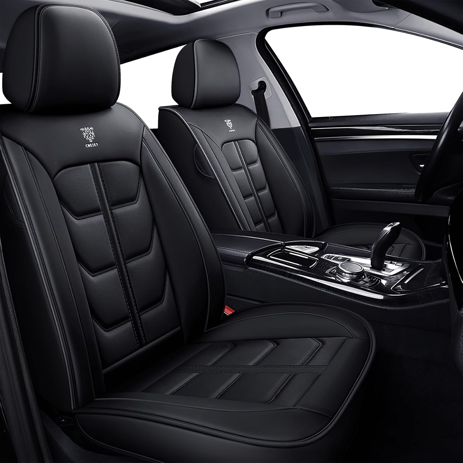 Car Seat Covers Front Seats,Classic Seat Cover for Nissan Rogue 2008-2024,Non-Slip Leather Car Seat Covers Waterproof Soft Vehicle Auto Cushion Covers with Airbag(No Pillows,Black)