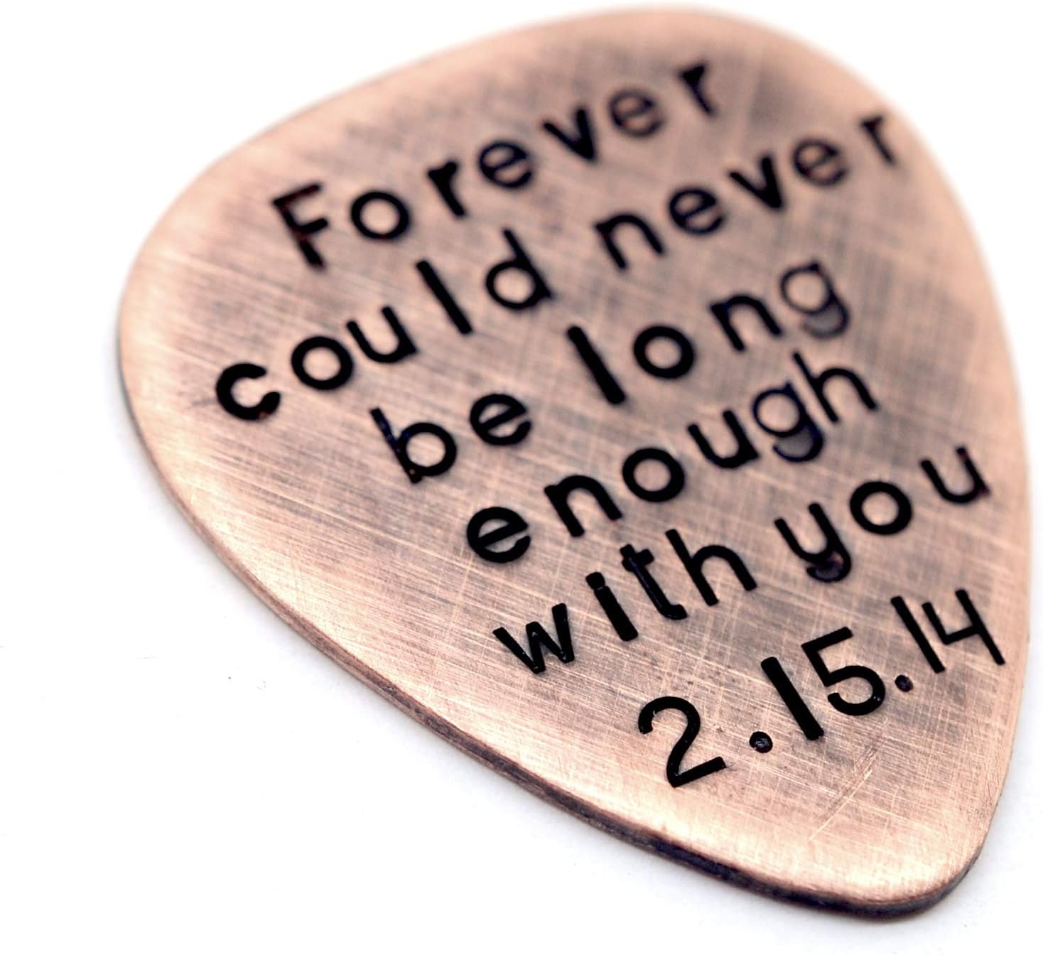 Personalized Guitar Pick Key Chain, Key Ring Present for Men & Women, Valentine's Day Anniversary Present, Metal Copper Brass Aluminum Sterling Silver, Unisex
