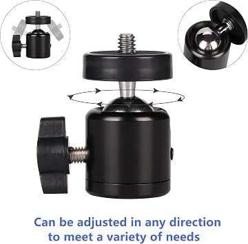Hot Shoe Mount Adapter 360 Degree Swivel Mini Ball head with 1/4 inch Screw for DSLR Camera, Monitor, Gopro,Camcorder, Flash Light, Tripod, Microphone (2 Pack)