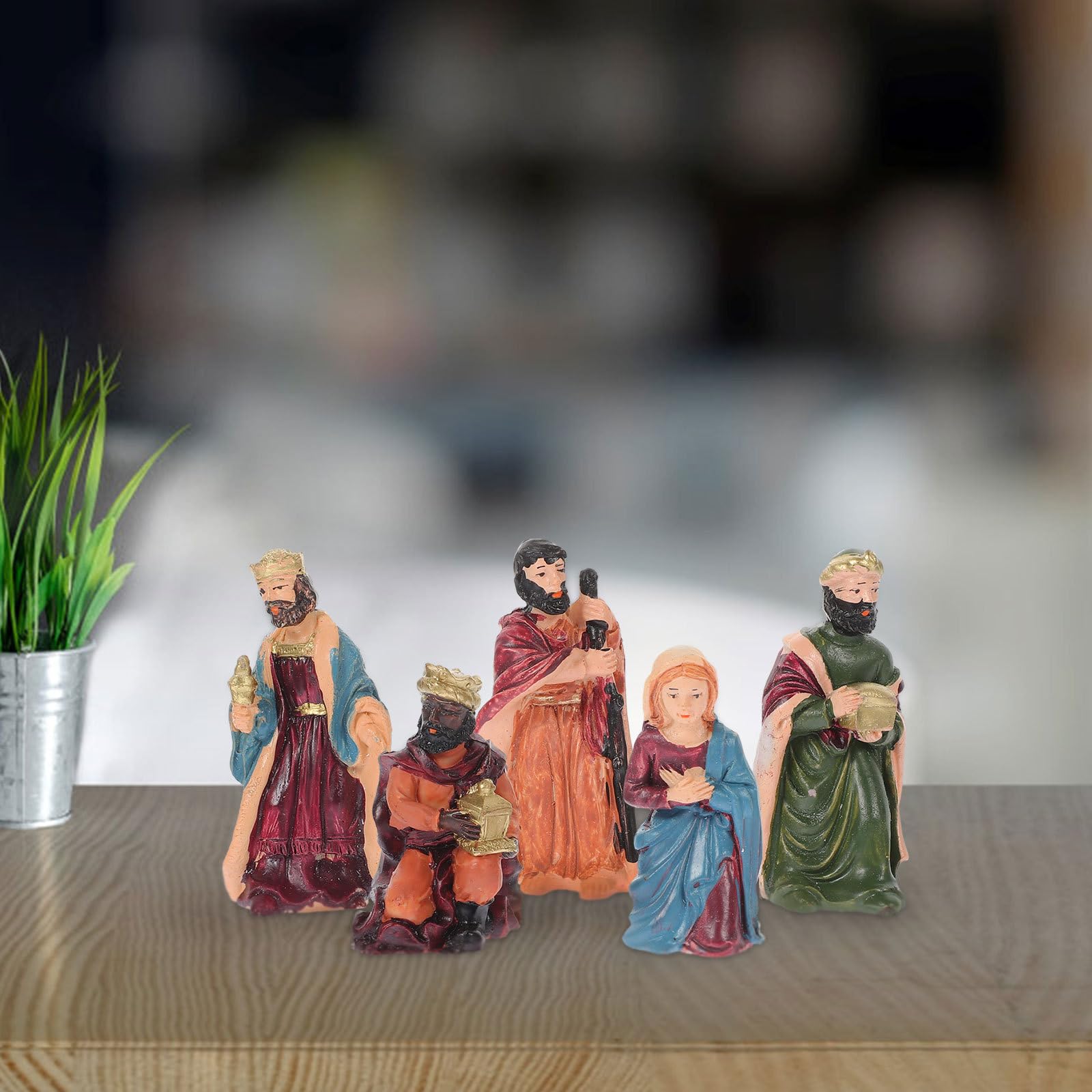 TOYANDONA 4 Sets Kleines Krippenset aus Kunstharz, für Büro und Kirche