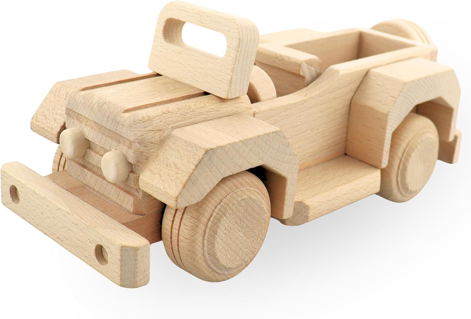 Off-Road Safari Car - Solid Wood - Handmade in EU - DIY Paint Toy - Wooden Trucks