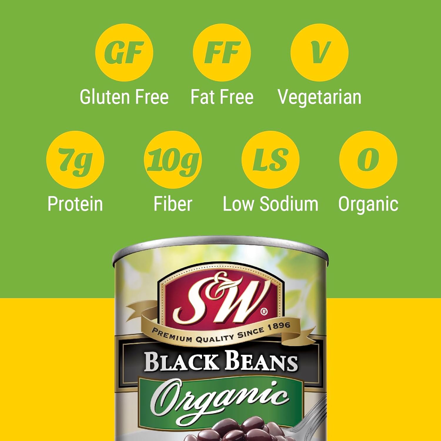 S&W - Organic Black Beans - 15 Oz. Can (Pack Of 12)