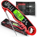 AWLKIM Digital Meat Thermometer 2 Pack Instant Read for BBQ | Waterproof IP67 Backlit Digital Food Probe, 2-3 Sec Instant Read for Grill BBQ Oven Candy Baking - 2 Pack Red