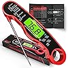 AWLKIM Meat Thermometer Digital, Instant Read Food Thermometer, Red | Waterproof cooking thermometer with doneness chart, backlight, F/C switch for BBQ, candy, oil