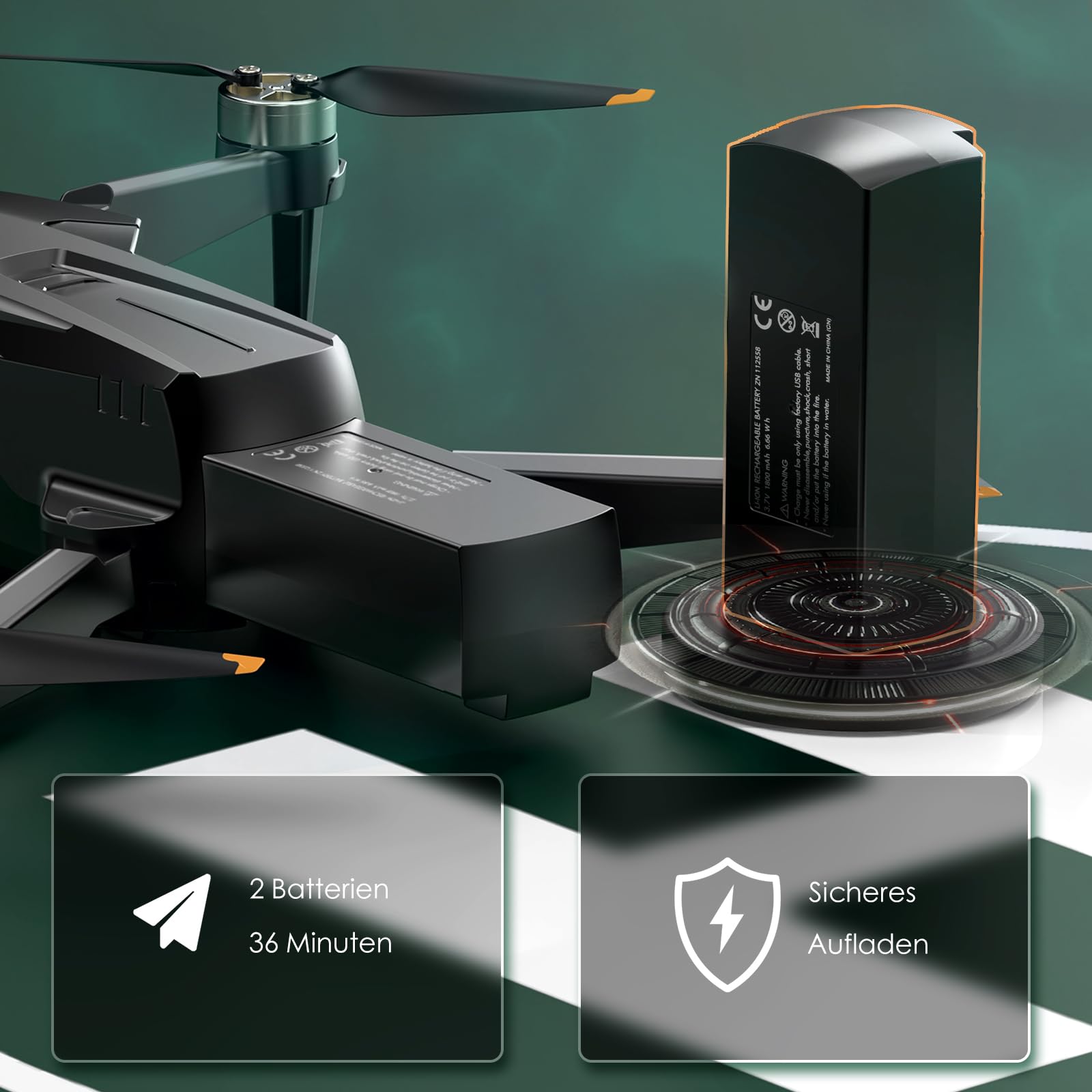 Robuster bürstenloser Motor-Drohne mit Kamera für Anfänger, CHUBORY A68 WiFi FPV Quadcopter mit 2K HD-Kamera, automatischer Schwebe, 3D-Flips, kopfloser Modus, Trajektorienflug, 2 Batterien