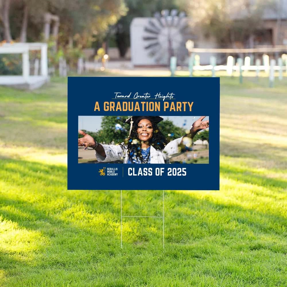 Custom Yard Sign Printing 4mm Coroplast Double Sided graduation yard sign, political yard sign Real Estate Rigid Signs, Party Decorations, Garden Sign with Step Stake (18x24 Pack of 1)