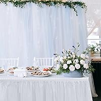 Vista 7 de TURSTIN 6 faldas de mesa de plástico blanco de 14 x 29 pulgadas para mesas rectangulares, mantel ajustable, mantel desechable para fiestas