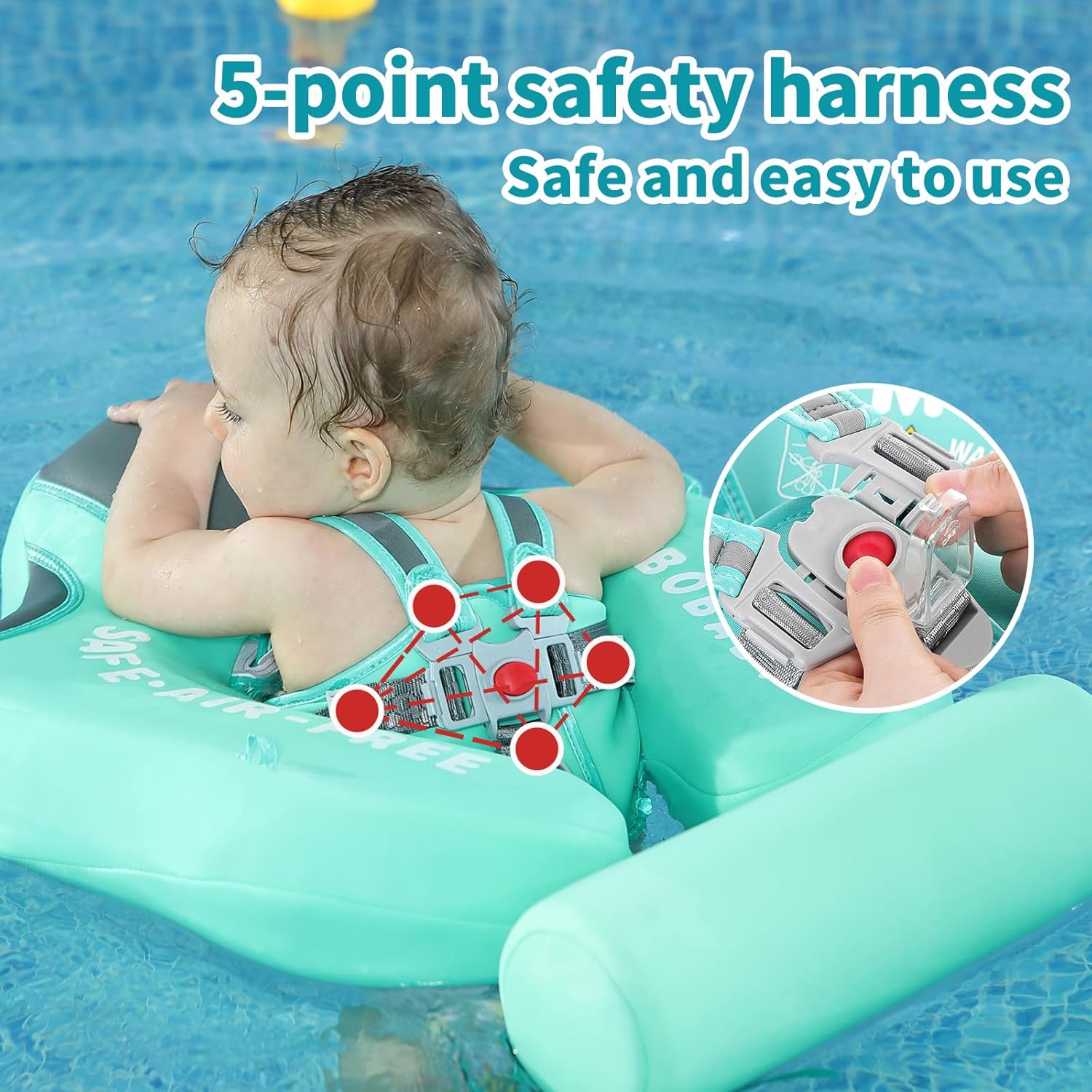 Mambobaby Float with Tail and Canopy Non-Inflatable Baby Swim Float Mambo Float Smart Swim Trainer Infant Swim Pool Float Swim Ring for 3-24months Girls Boys