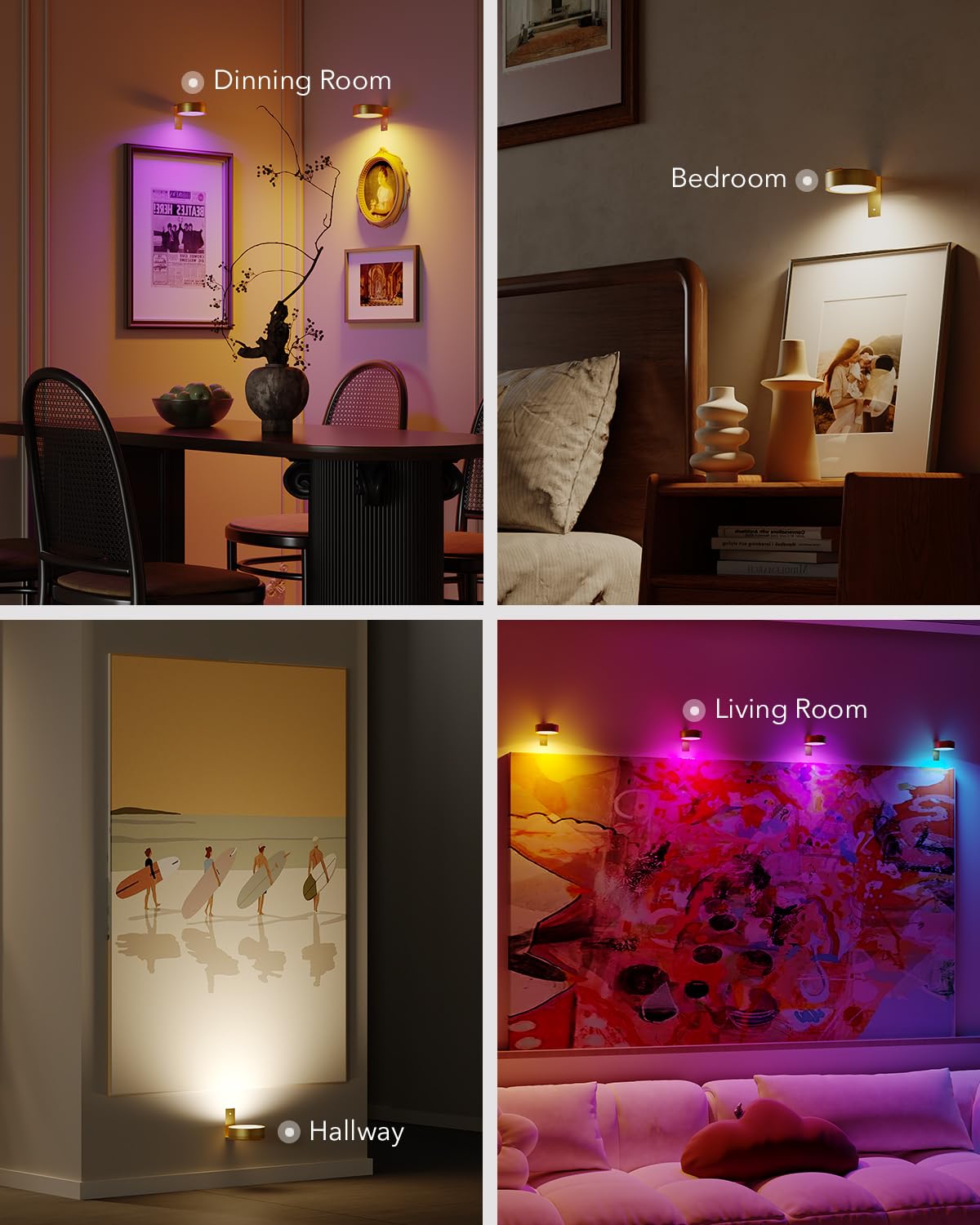 Spot LED Pour Tableau Sans Fil, 2600mAh Lampe Murale pour Tableau avec Telecommande Spot LED Rechargeable USB Aimanté Eclairage Tableaux Batterie Applique Murale Couleur pour Image Vitrine Art Dore
