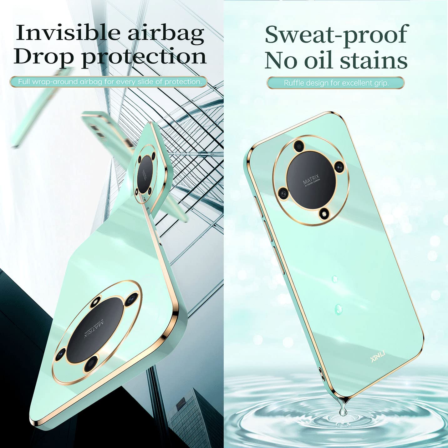BORYA Case For Honor Magic6 Lite 5G (Magic 6 Lite), Shockproof Ultra Thin Premium Silicone Soft TPU Bumper Luxury Elegant Bling Electroplating Phnom - View #4