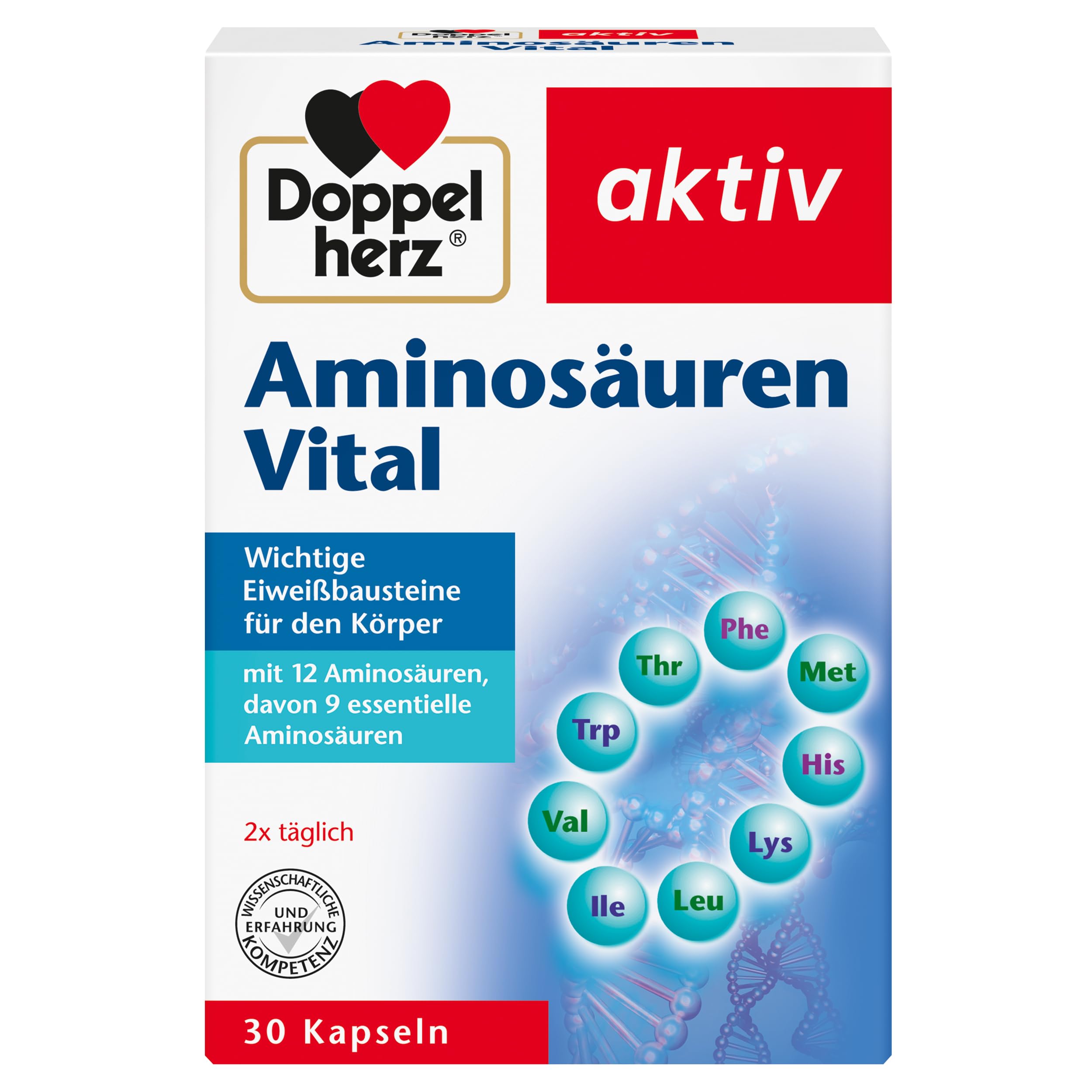 Doppelherz Aminosäuren Vital – 12 Eiweiß-Bausteine, 30 Kapseln