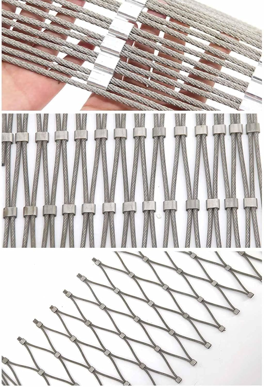 AWSAD 304 Stainless Steel Rope Net, Safety Net for Balcony 5cm/1.5mm for Football Field Garden Animal Poultry Barrier Fence(1x5m)